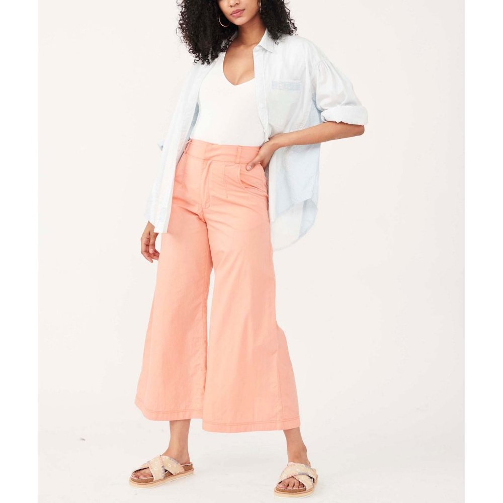 Free People Menorca Cropped Solid Pant / Faded Coral Size 0 - Picture 2 of 10